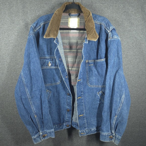 Faded Glory Other - Vtg Faded Glory Denim Barn Coat L Mens 90s‎ Workwear Corduroy Collar Chore Coat